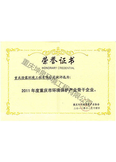 2011年度環(huán)保骨干企業(yè)證書